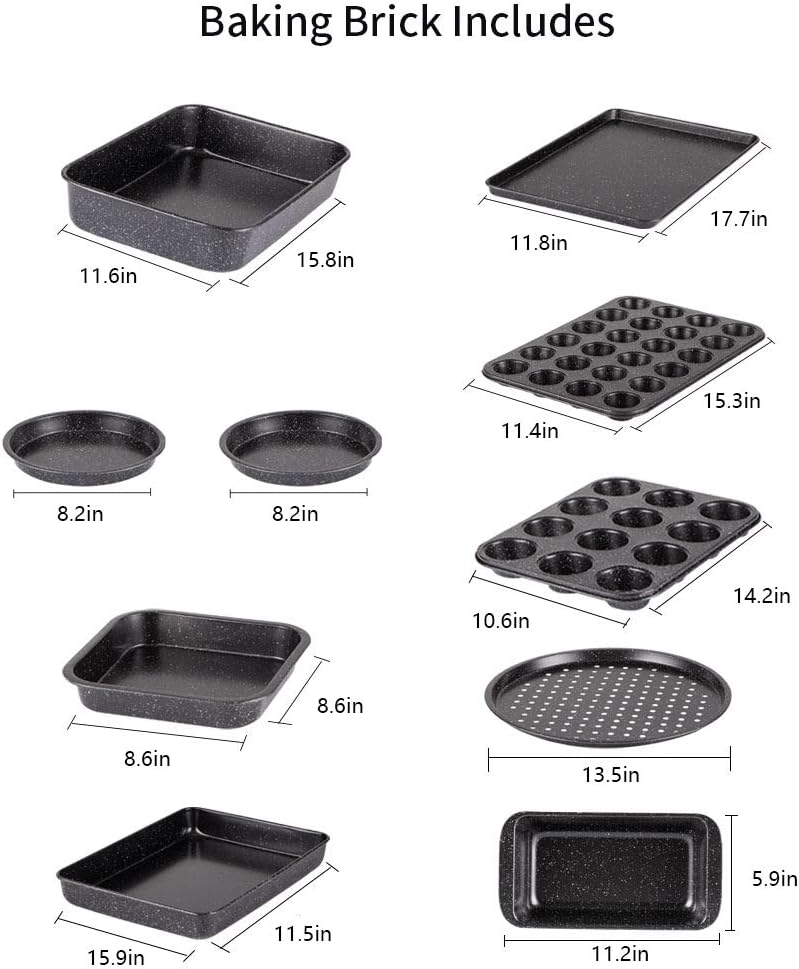 Skiennix 10-Piece Nonstick Baking Set - Versatile Bakeware with Ceramic Coating in Black
