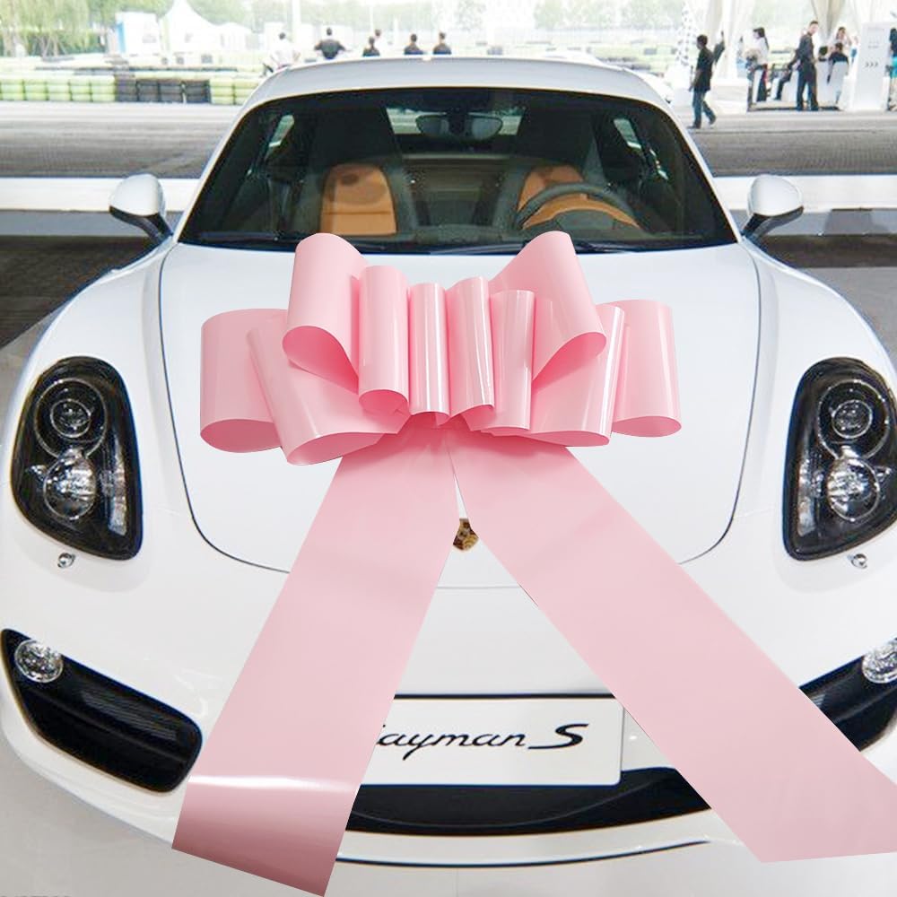 Skiennix Giant Car Bow - 23 Inch Pink Gift Bow for Weddings, Birthdays & Christmas Decorations