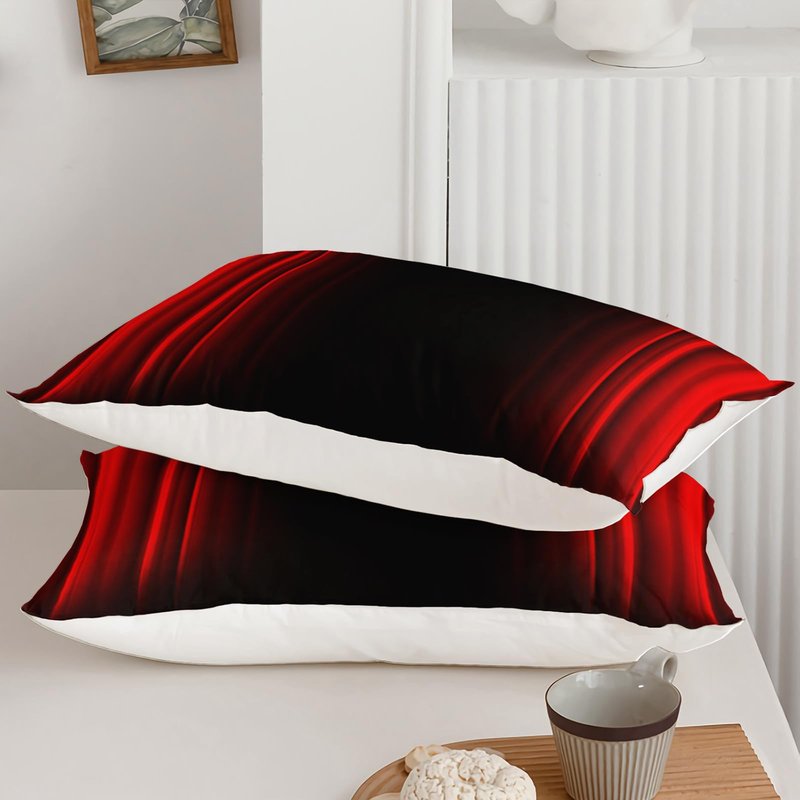 Axolotl Red and Black Sheet Set Twin Size, Abstract Ombre Decor Bed Sheets, Metallic Modern Sheets for Adults Men Women - 1 Flat Sheet, 1 Fitted Sheet, 2 Pillowcases