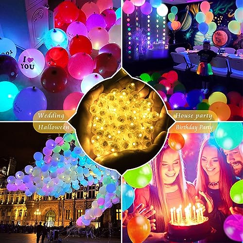 Chzk 200pcs Warm White Mini LED Balloon Lights Multicolor Paper Lanterns for Easter Party Christmas