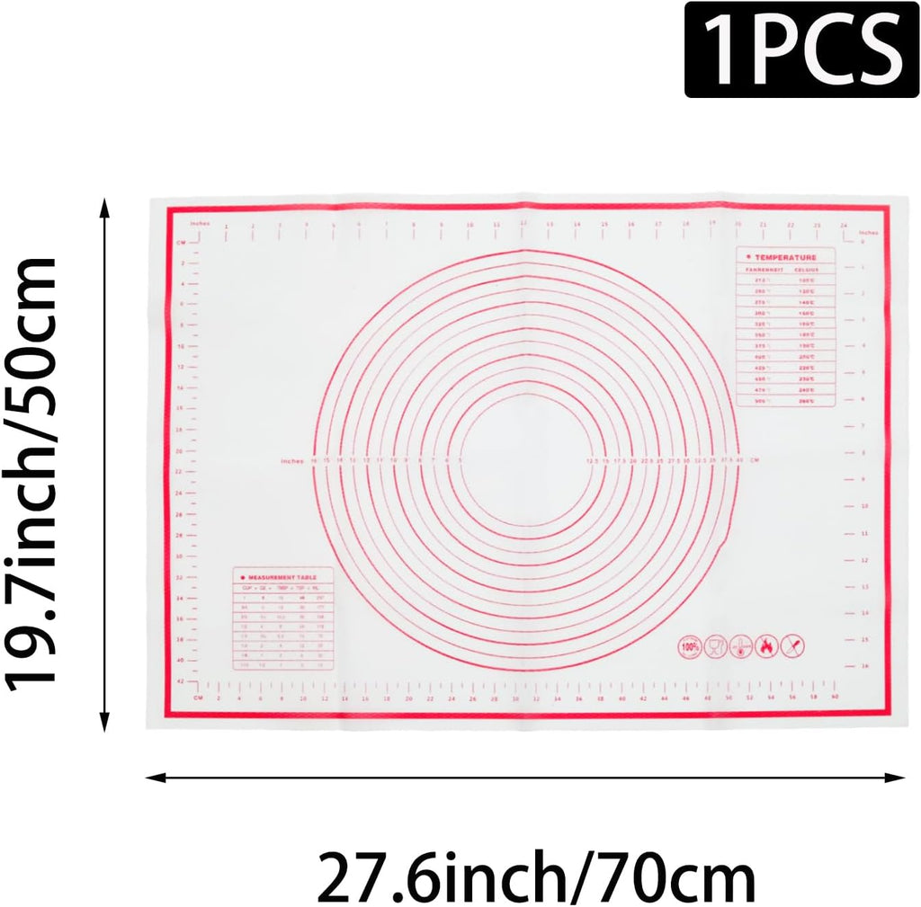 Skiennix Silicone Pastry Mat - 20" x 28" Non-Slip Baking Mat with Measurements | Extra Large for Cookies & Pizza
