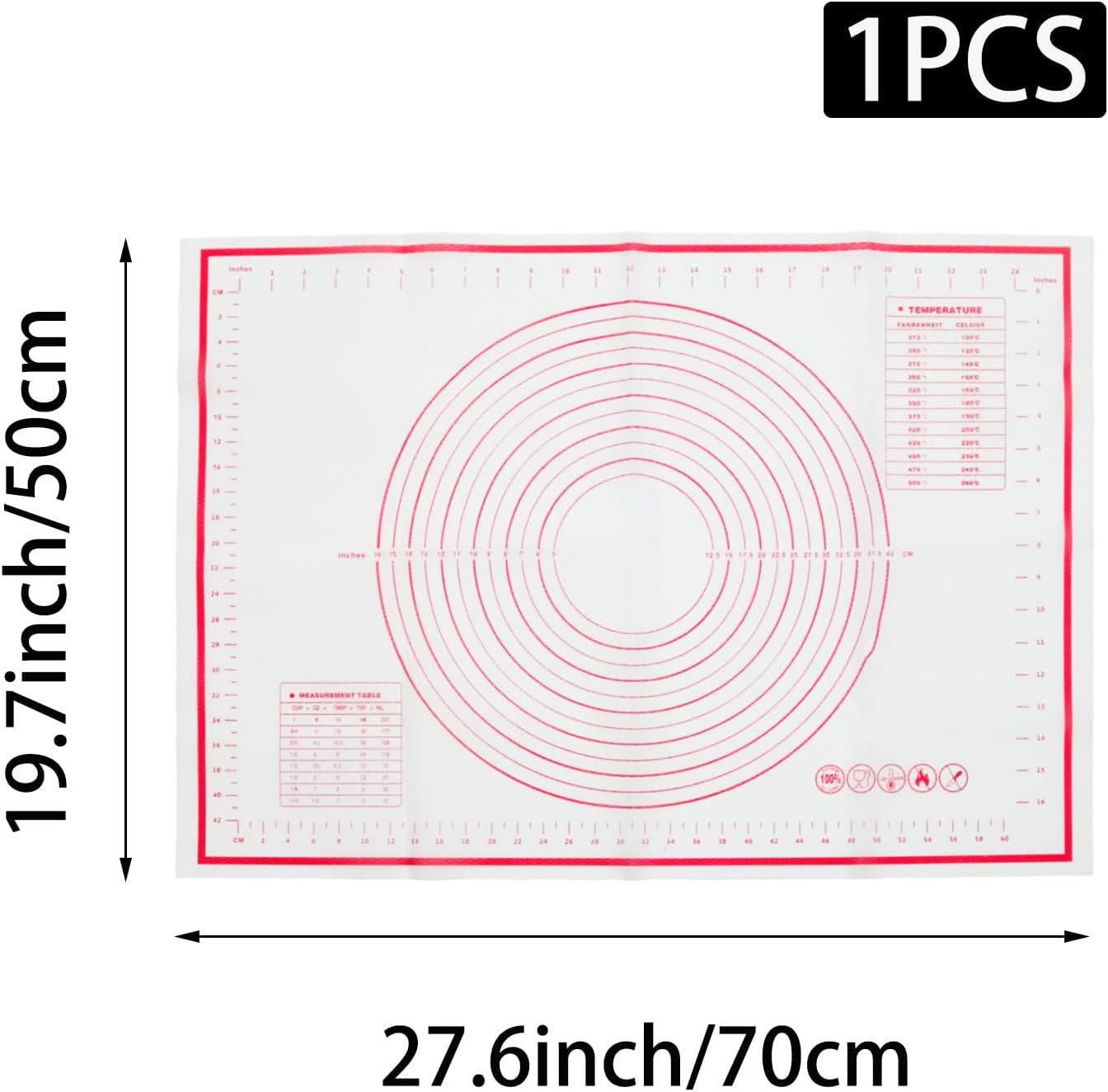 Skiennix Silicone Pastry Mat - 20" x 28" Non-Slip Baking Mat with Measurements | Extra Large for Cookies & Pizza