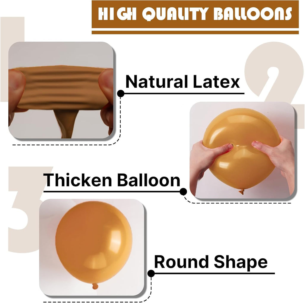 PartyWoo Tan Balloons - 120 Pcs Boho Neutral Latex Balloon Arch Kit | 18", 12", 10", 5" for Birthday & Baby Shower Decor