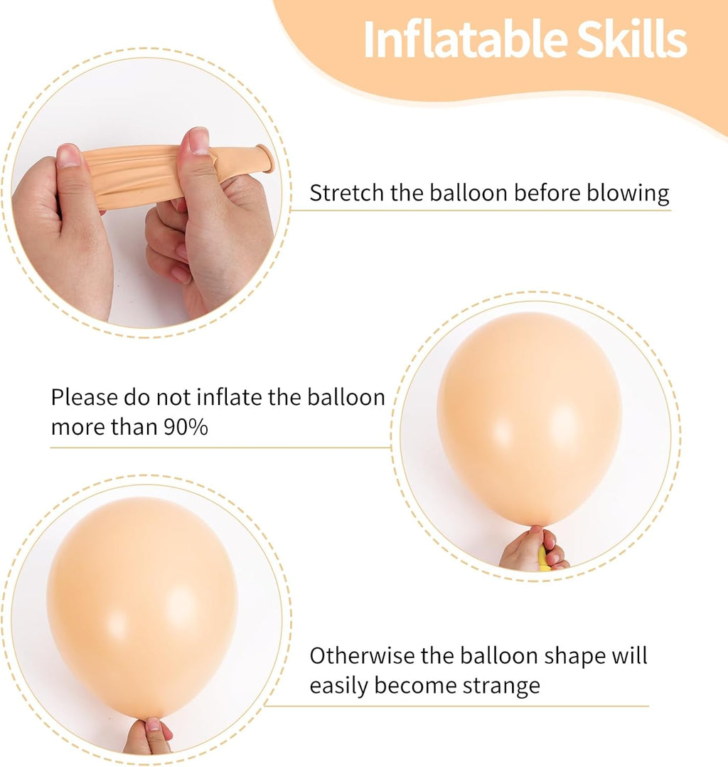 RUBFAC Nude Balloon Garland Kit - 129pcs in Various Sizes | Boho Beige & Apricot for Parties, Gender Reveals, Weddings