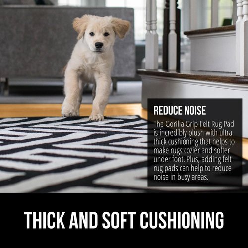 Gorilla Grip Rug Pad - Slip Resistant Felt with Rubber Backing | 1/8 Inch Thick, 2x3 FT for Area Rugs
