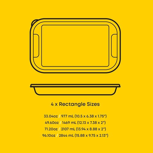 JoyJolt 8-Piece Borosilicate Glass Baking Dish Set - Rectangle Deep Oven Dishes with Black Lids | Ideal for Lasagna, Casseroles & Cakes