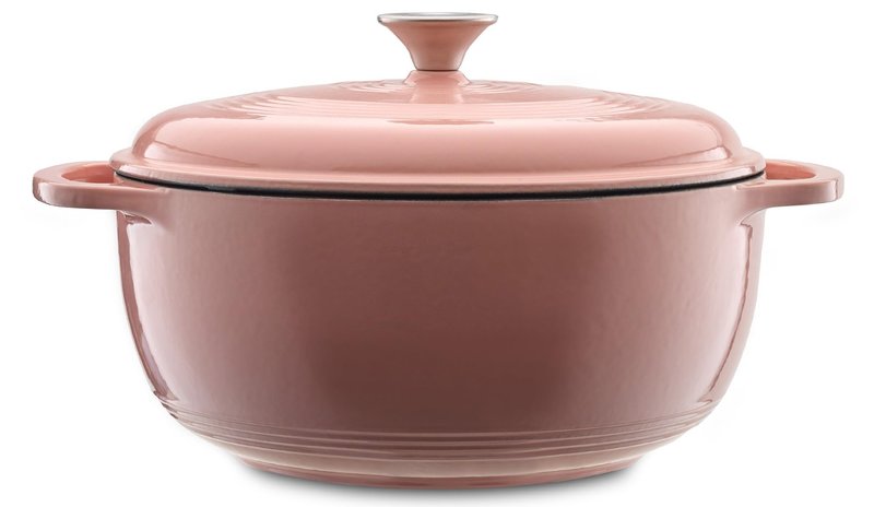 Mercer Culinary Enameled Cast Iron Round Dutch Oven, 6 qt., Pink
