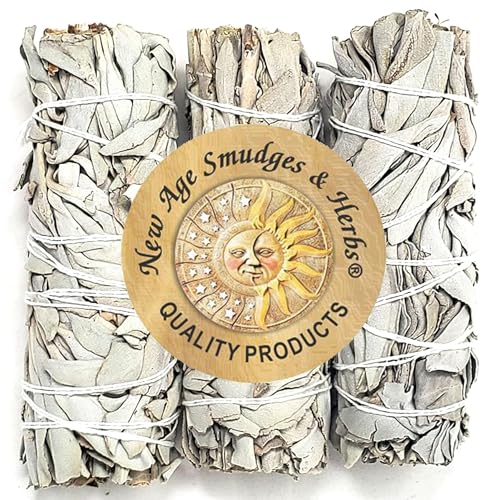 California White Sage Smudge Sticks 4 Inch - Pack of 3 Incense Bundles