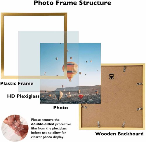 JCJMY 13x13 Gold Picture Frame - Versatile Wall Hanging for Horizontal or Vertical Display | Shatter-Resistant Plexiglass