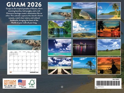 Guam 2026 Wall Calendar - Scenic Monthly Souvenirs | American Made Gifts