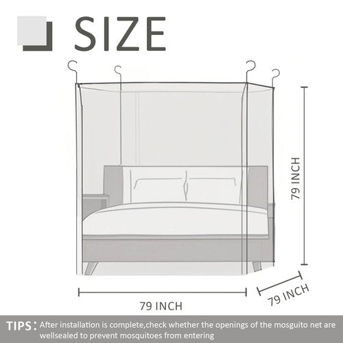 PARFINER Mosquito Net for Patio Bed Tent King Size Portable Mosquito Netting (79 * 79 * 79 Inch Classic)