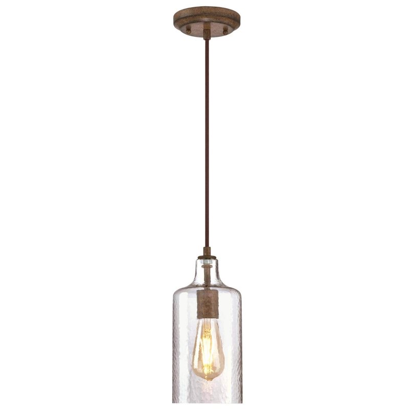 Westinghouse Lighting 6371300, Barnwood Finish with Clear Textured Glass Carmen One-Light Indoor Mini Pendant, one Size