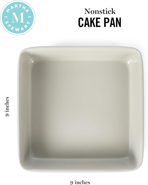 Martha Stewart Gallen 9-Inch Square Nonstick Cake Pan - Durable Carbon Steel for Even Baking & Easy Release
