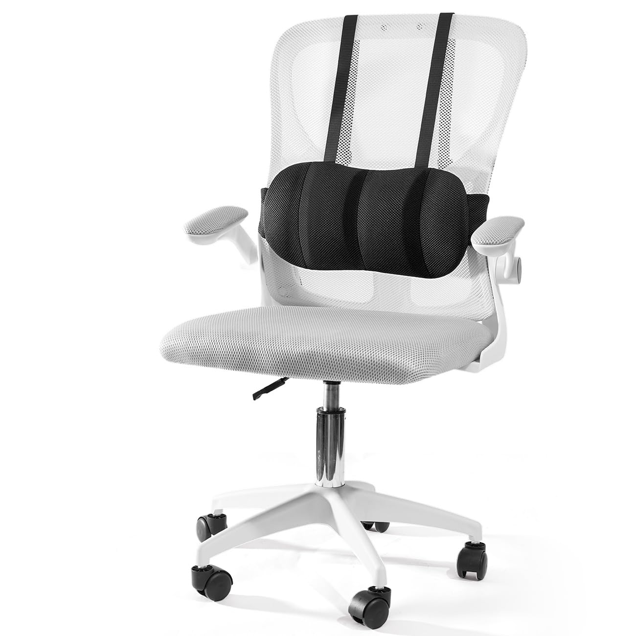 Veitail Lumbar Support Pillow for Office Chair and Car,Back Support for Office Chair Cushion,Adjustable Straps Securely Fixed Car Lumbar Support Pillow (Black, for Office Chiar)