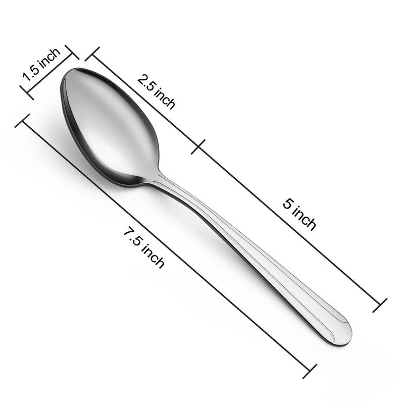BEWOS 24 Pieces Spoons Set - 7.5 Inchs Spoons Silverware, Stainless Steel Spoon, Dinner Spoon, Dishwasher Safe, Mirror Polished Tablespoons for Home, Restaurant