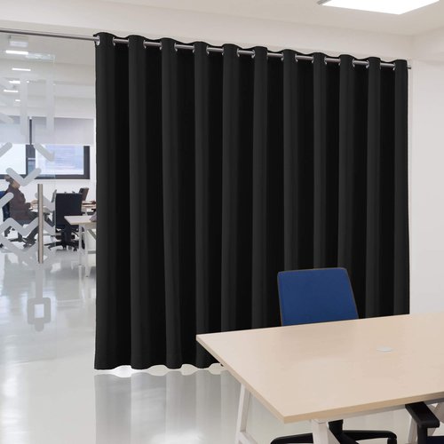 Room Divider Multi-Scenario Blackout Curtain - Noise Reducing Thermal Insulated Space Saver for Apartments, Offices, Dorms, Home Theaters Partition Curtains, 15ft W x 8ft L, Black, 1 Panel