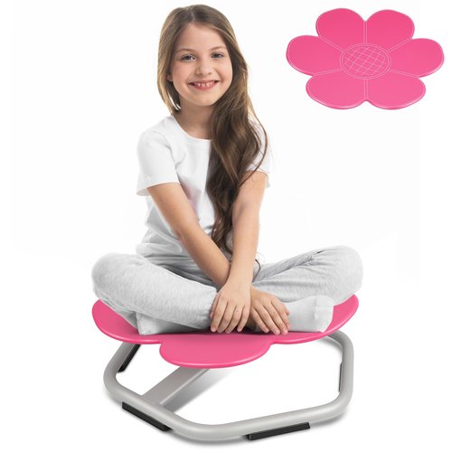Spinning Chair for Autistic Kids, Seat and Spinning Chair, Body Coordination Training, Rose Red Non Slip Sensory Toys 360° Kids Swivel, Improving Toddler's Physical Fitness