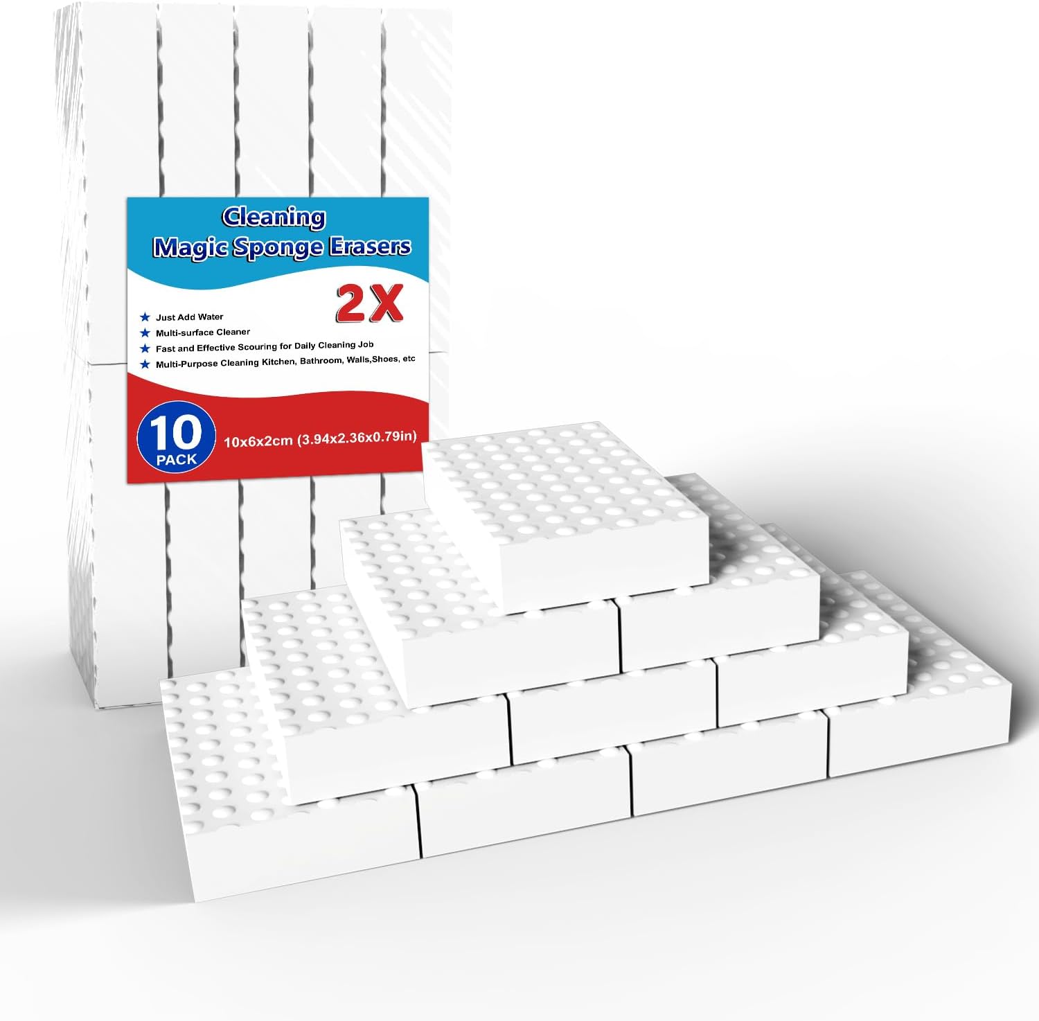 SmilinFit Magic Cleaning Erasers - 10 Pack Multi-Functional Melamine Foam Pads for Kitchen & Bathroom