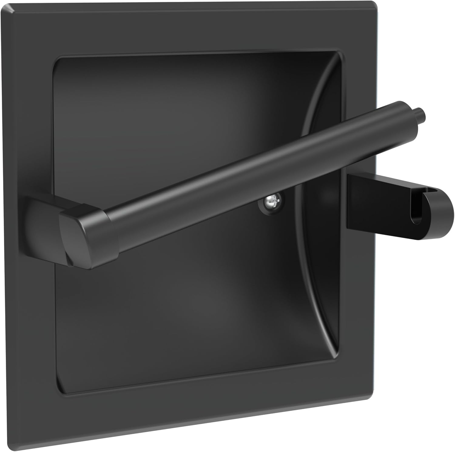 Skiennix Matte Black Toilet Paper Holder - Pivoting Wall Mount for Large Rolls | Stainless Steel Design