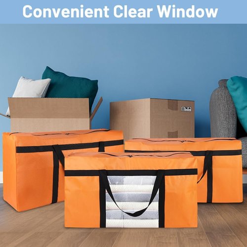 CIVJET Extra Large Heavy-Duty Moving Bags - 6 Pack with Reinforced Zippers & Handles | Ideal for Clothes & Storage