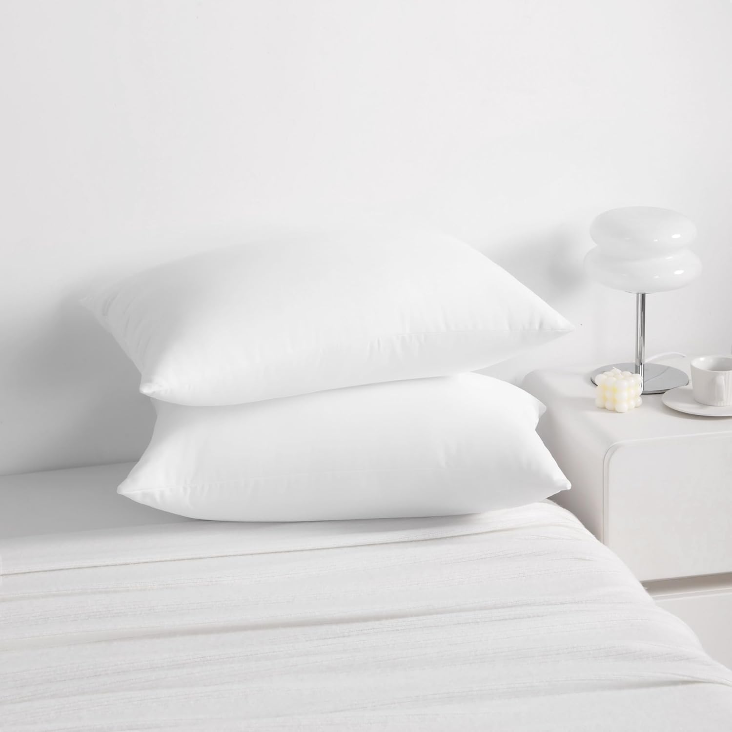 NTBAY King Size Down Alternative Bed Pillows - Soft, Machine Washable Set of 2 for All Sleep Positions | White