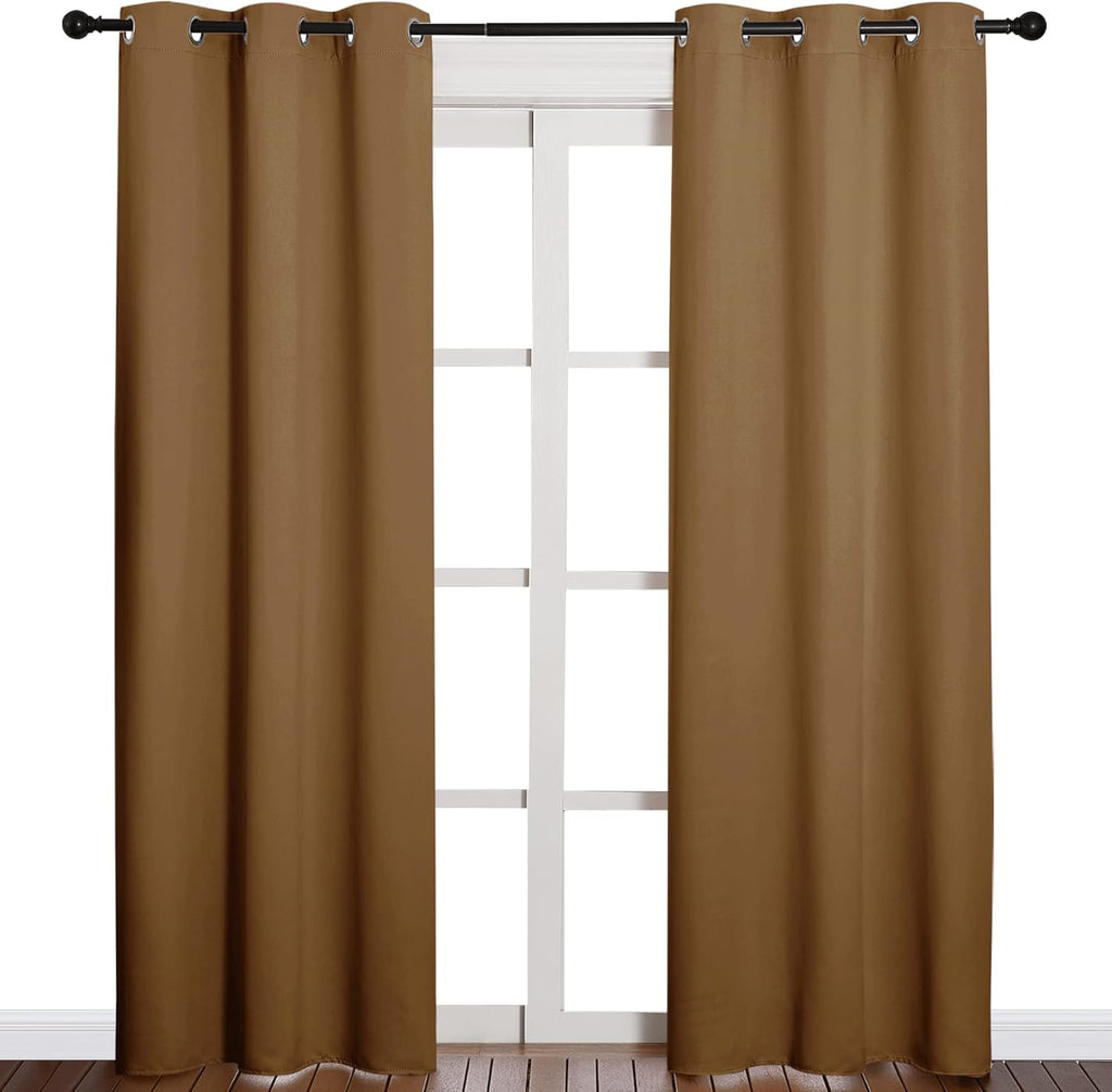 NICETOWN Blackout Curtains - Noise Reducing & Draft Blocking | 84-Inch Length, Gold Brown (2 Panels)