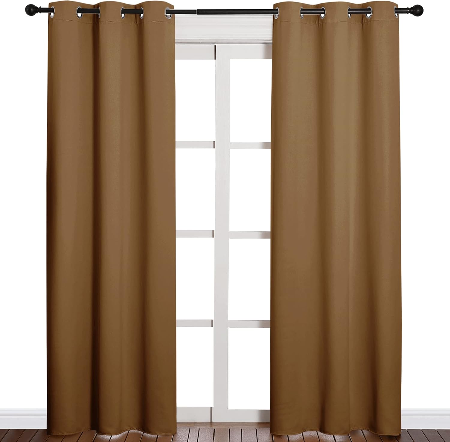 NICETOWN Blackout Curtains - Noise Reducing & Draft Blocking | 84-Inch Length, Gold Brown (2 Panels)