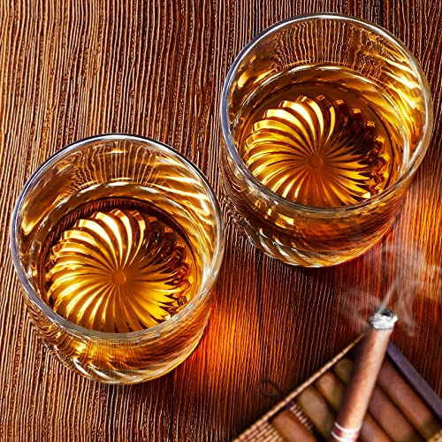 OPAYLY Set of 4 12oz Old Fashioned Whiskey Glasses - Heavy Lead-Free Crystal, Gift for Men & Women