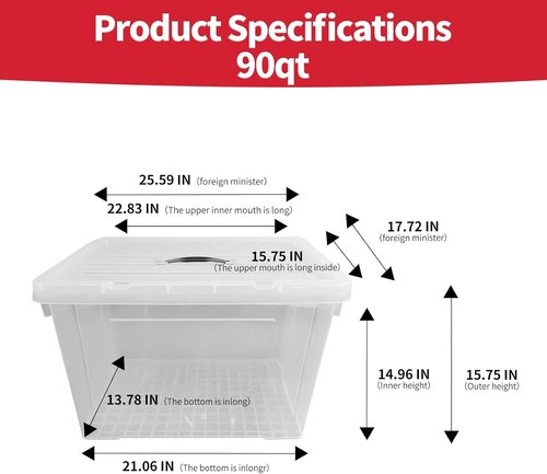 Heavy-Duty Clear Storage Bins by 90 Quart | 4-Pack Premium Organizing Containers with Lids - BPA-Free, Stackable Design