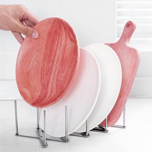 inheming 2 Pack Dish Plate Drying Rack, Retractable Dish Drying Rack, Multi-Functional Plates Cup Bowl Pot Pan Lid Storage Holder Organizer for Kitchen Counter Cabinet Drawer