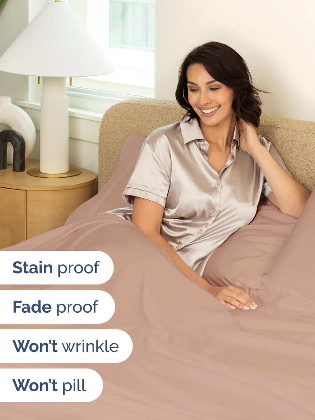 Skiennix Extra Deep King Sheet Set - 6 Piece Breathable Cooling Bedding - Soft, Wrinkle-Free Mauve