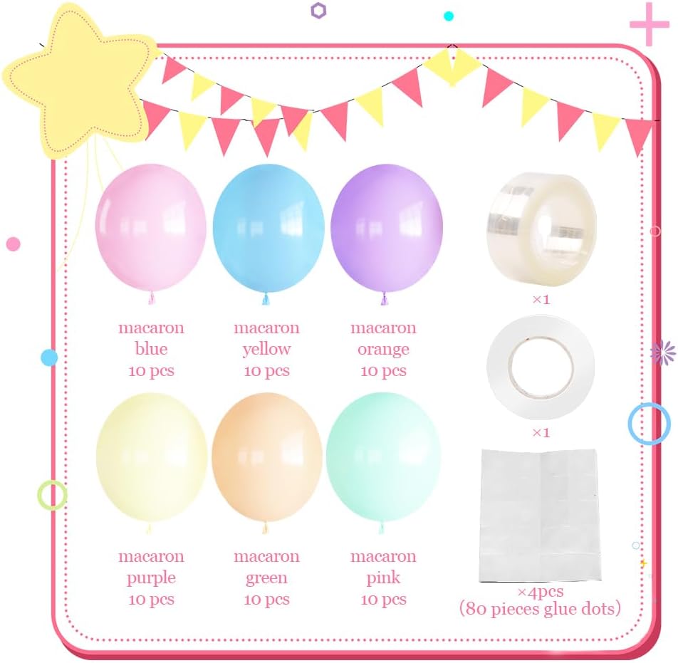 Pastel Balloons | 12-Inch Assorted Rainbow Balloons - 60 Pcs for Easter, Baby Showers & Parties