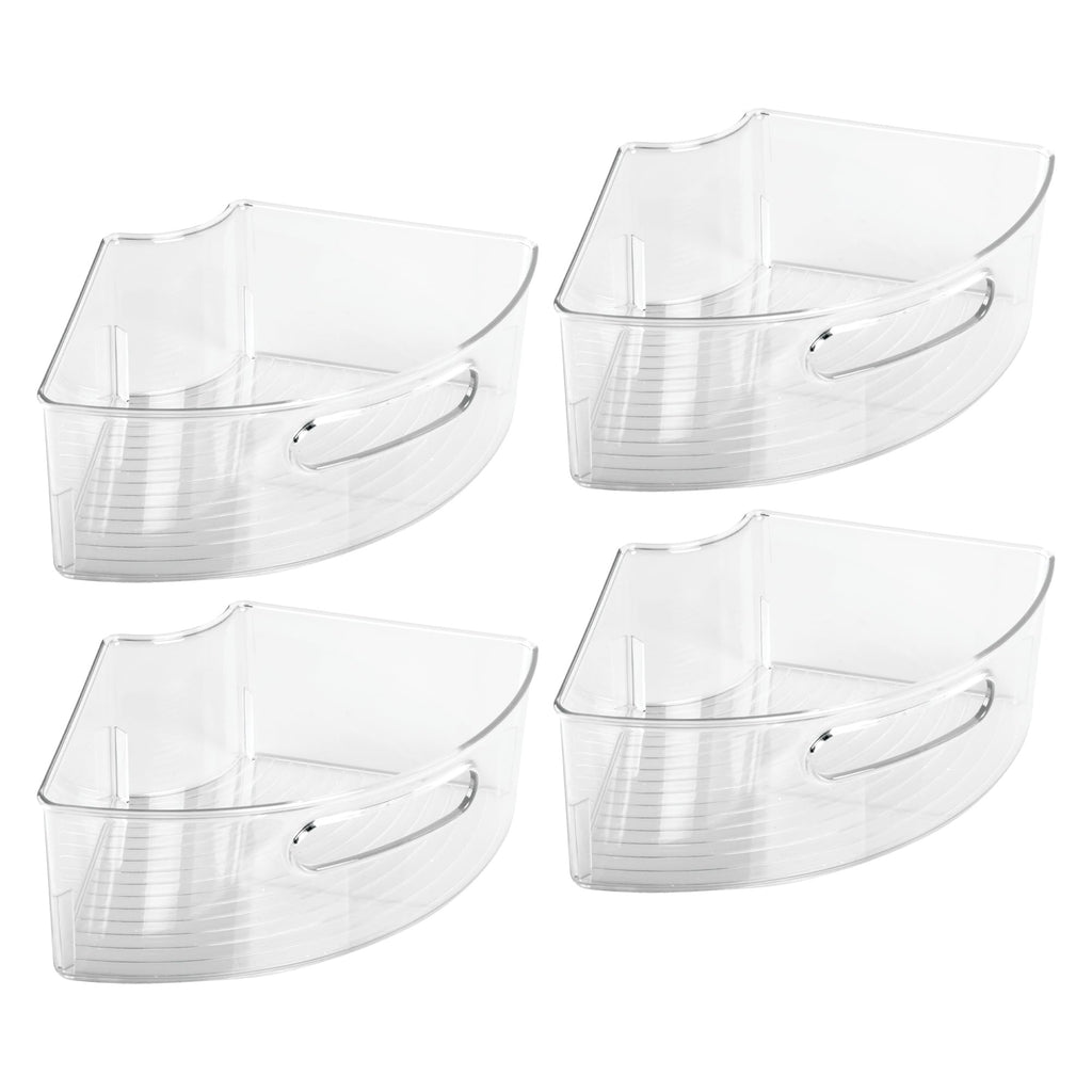 iDesign Plastic Lazy Susan Cabinet Storage Bin, 1/4 Wedge Container for Kitchen, Pantry, Counter, BPA-Free, 12.75" x 7.5" x 4.25", Set of 4, Clear