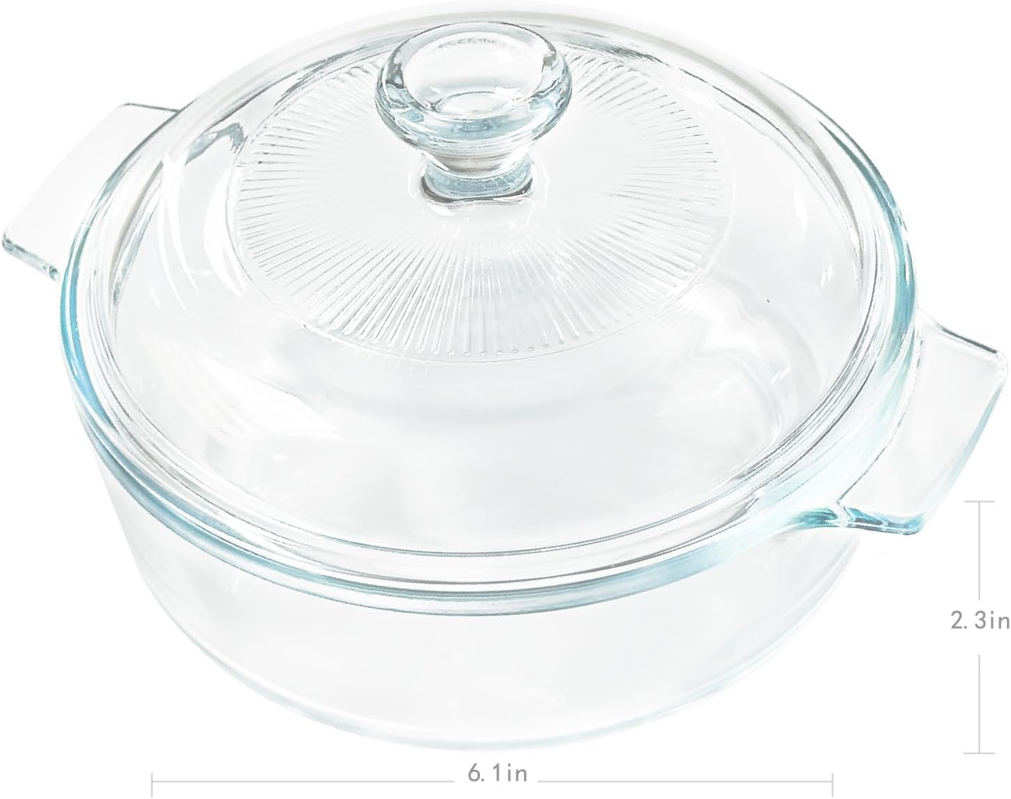 Skiennix Small Tempered Glass Casserole Dish - Round Baking Dish with Lid, 0.8L, Clear