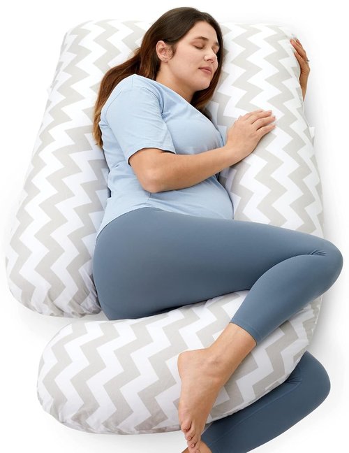 Momcozy U-Shaped Pregnancy Pillow - Full Body Support for Back, Legs & Belly | 57 Inch Maternity Pillow with Removable Cover