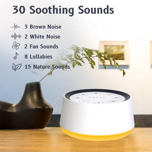 Brown Noise Sound Machine by [Brand Name] - 30 Soothing Sounds & 12 Colors | Ideal for Sleep & Relaxation