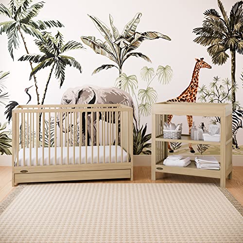 Modern Nursery Changing Table with Storage Shelves and Changing Pad
