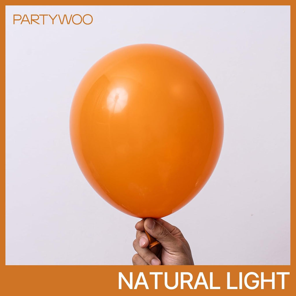 PartyWoo Burnt Orange Balloons - 120pcs in Various Sizes for Autumn Boho Party Decor | Perfect for Thanksgiving & Halloween