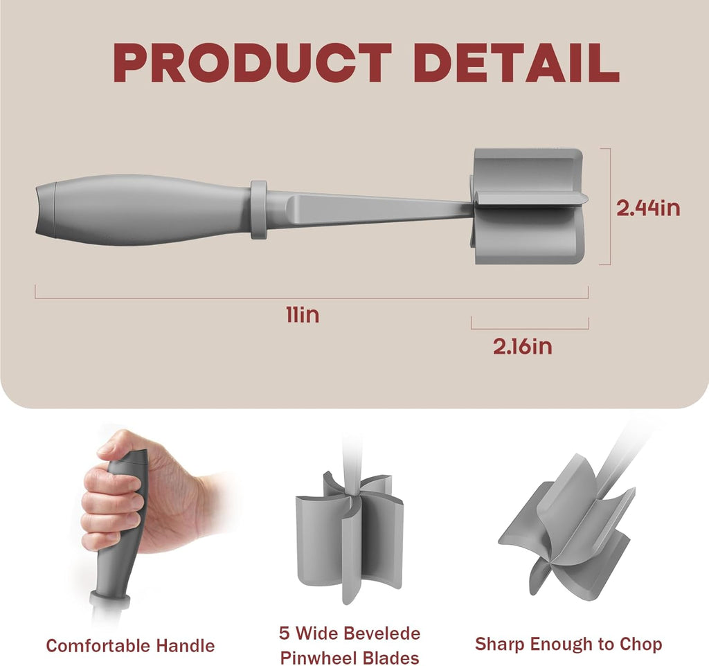 Skiennix Meat Chopper - Premium Heat Resistant Hamburger Grinder Tool | 2 Pcs Set - Black & Grey