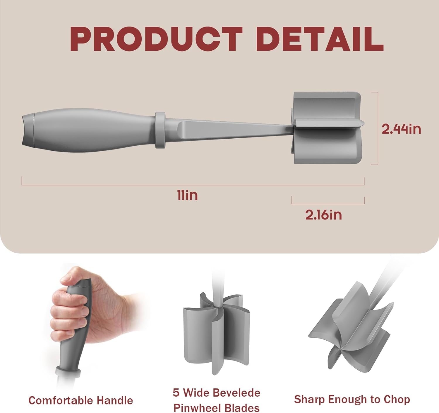 Skiennix Meat Chopper - Premium Heat Resistant Hamburger Grinder Tool | 2 Pcs Set - Black & Grey