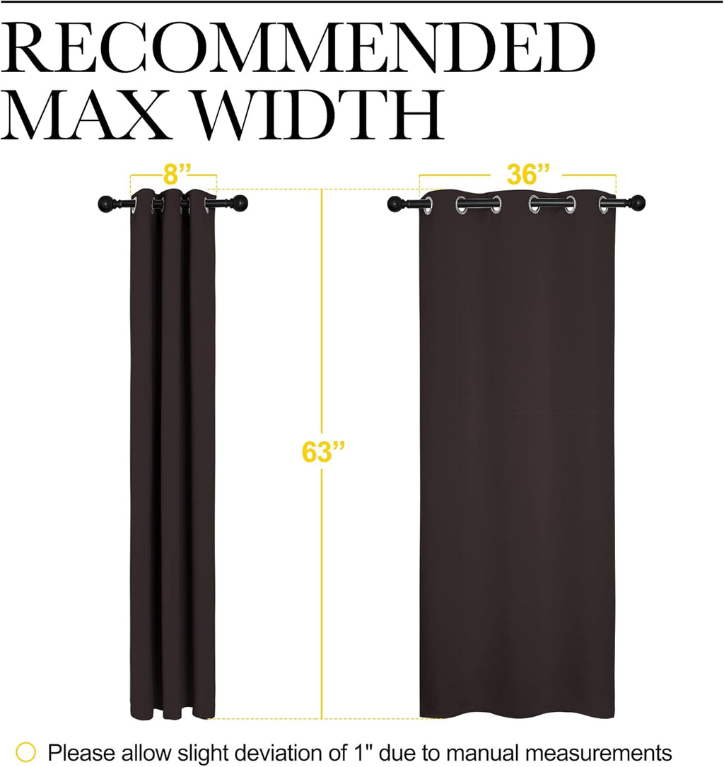 NICETOWN Blackout Curtains - Triple Weave Thermal Insulated Grommet Panels | 42" x 63", Toffee Brown