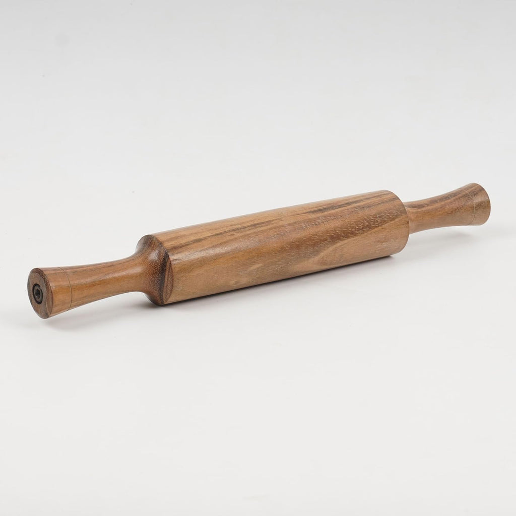 Skiennix Traditional Wooden Rolling Pin - Solid Wood Baking Tool for Pastry, Dough & Pizza Making