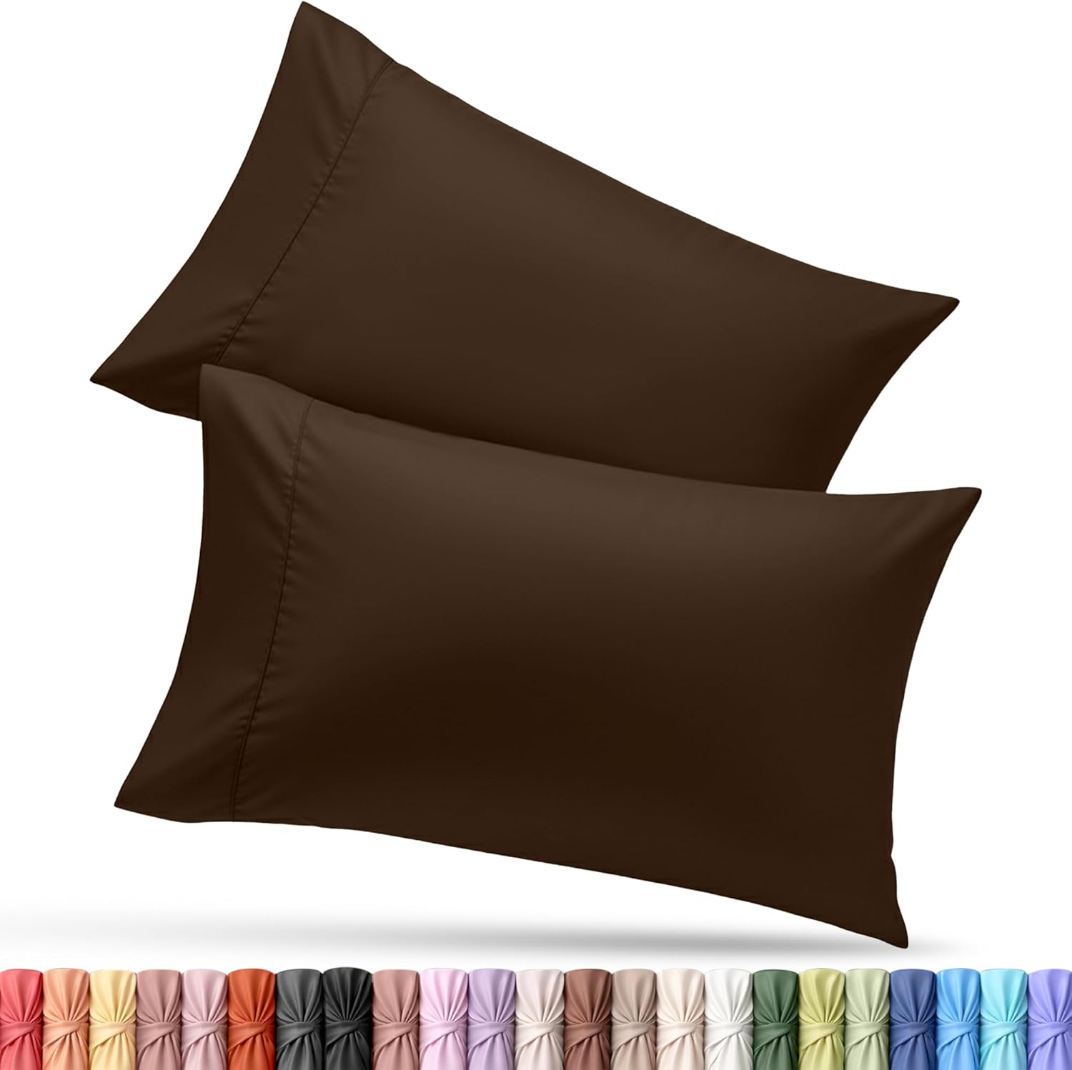 Utopia Bedding Pillow Cases - Soft Brushed Microfiber 2-Pack | Oeko-TEX Certified, 20x26 Inches (Brown)