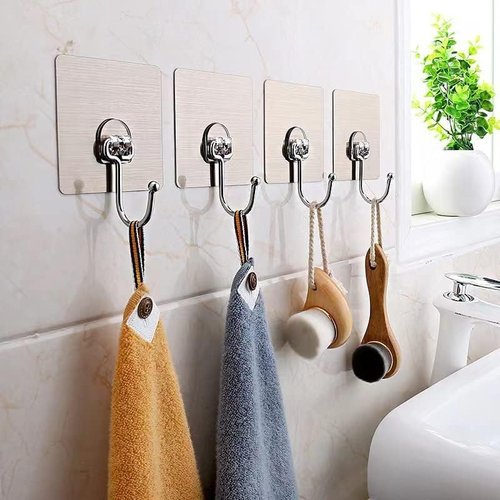 KILOW Heavy Duty Adhesive Hooks - Waterproof Transparent Design | Holds Up to 22 lbs for Towel Hanging