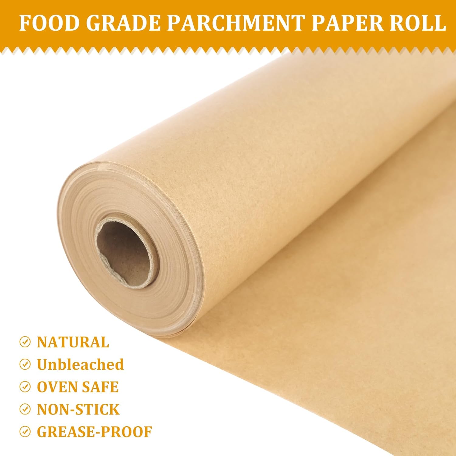 Unbleached Parchment Paper - Heavy Duty Non-Stick Baking Roll | 15 in x 220 ft for Cooking & Air Frying