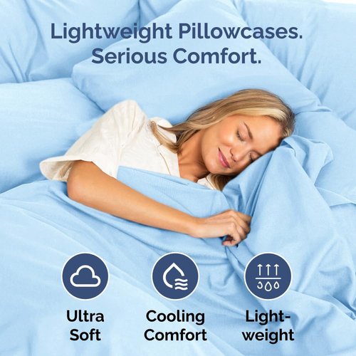 King Pillow Cases by [Brand Name] - Ultra Soft Hotel Quality Covers | Wrinkle-Free, Stain-Resistant - 4 Piece Set in Light Blue