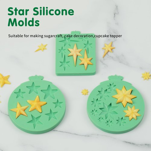 KALAIEN Star Molds Silicone,3 Pcs Star Chocolate Mold for Candy Baking Molds DIY Resin Mold