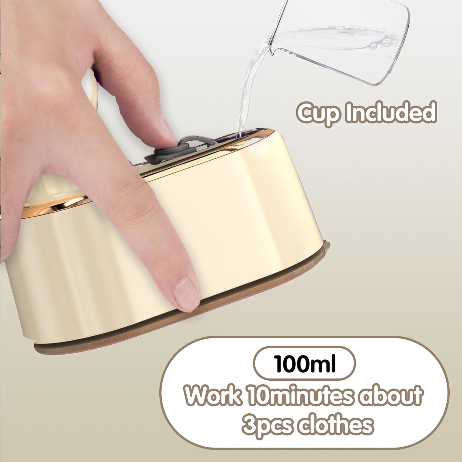 Skiennix Travel Steamer | Mini Portable Ironing Machine for Clothes - Ideal for College Dorms & Home (Beige)