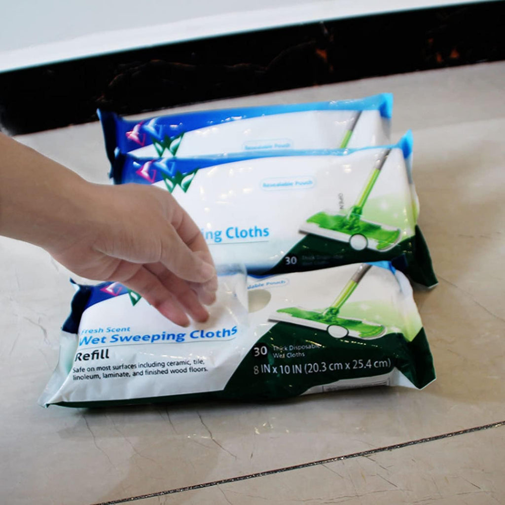 Skiennix Wet Mopping Pad Refills - 30 Count for Swiffer Sweeper | Ultra-Absorbent Cleaning Cloths