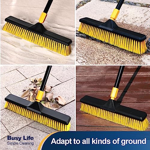 18-Inch Heavy Duty Outdoor Push Broom with Stiff Bristles & Long Handle